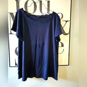 Women's XXL navy scalloped blouse by Ann Taylor